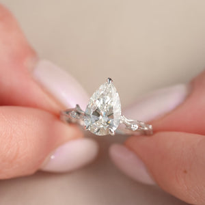 The Textured Twig - Engagement Ring Made in White Gold