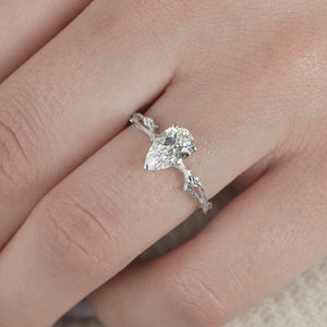The Textured Twig - Engagement Ring Made in White Gold
