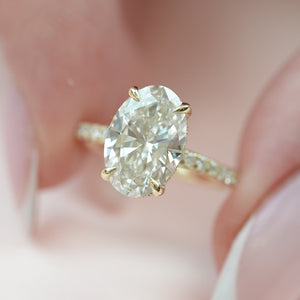 The Pave Crown Kamellie - Engagement Ring Made in Yellow Gold